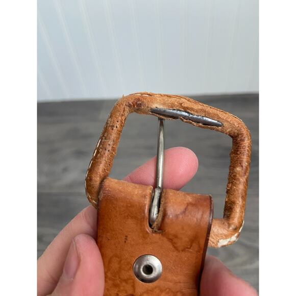 Vintage Made in Mexico Leather Belt 45" Brown Braided Embossed Leather Western - Picture 5 of 6